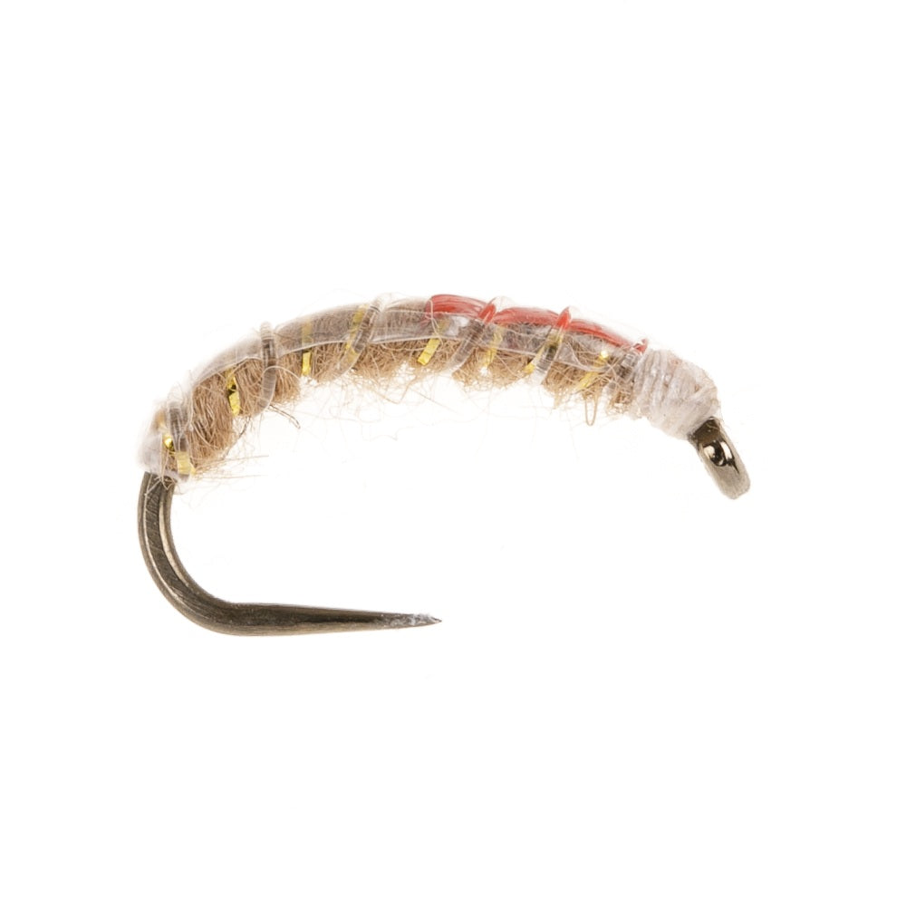 SLIMLINE CZECH NYMPH LIGHT TAN & HOT ORANGE BARBLESS