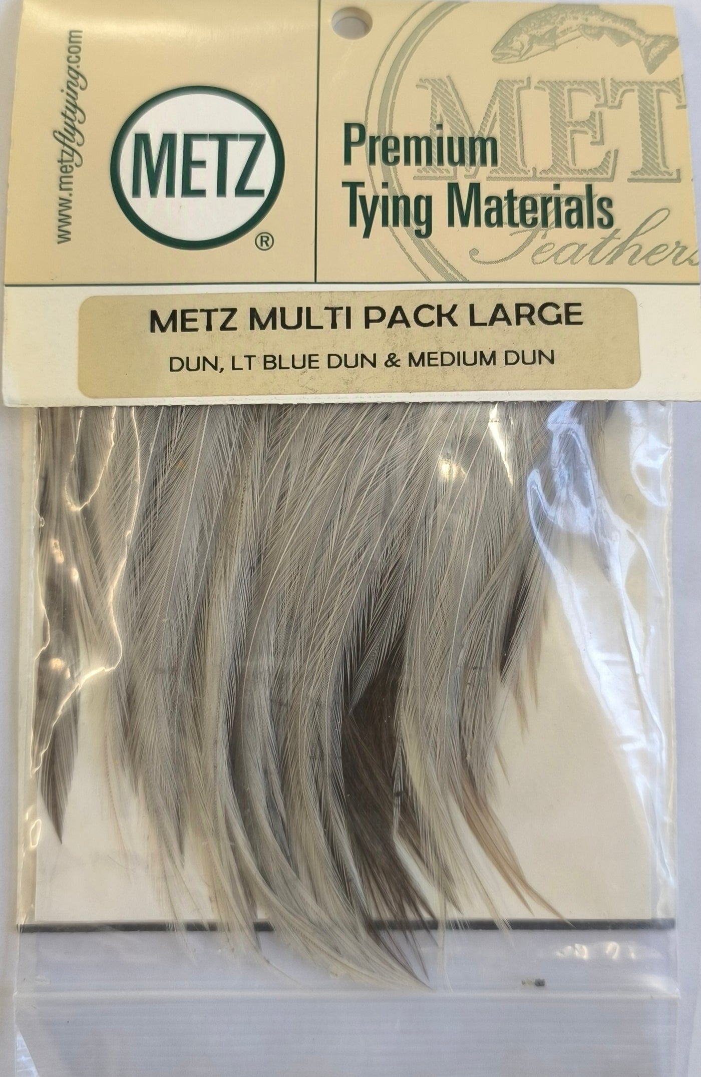 METZ DRY HACKLE PACK DUN/LT DUN/MD DUN LRG