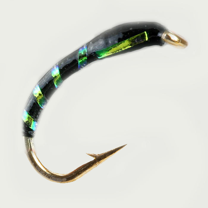 Holo Black Buzzers Taglia 14 - Set Da 6 Mosche Affondanti Per Pesca A Mosca Trota - Fly Fishing By J R Bartley - Foto 4